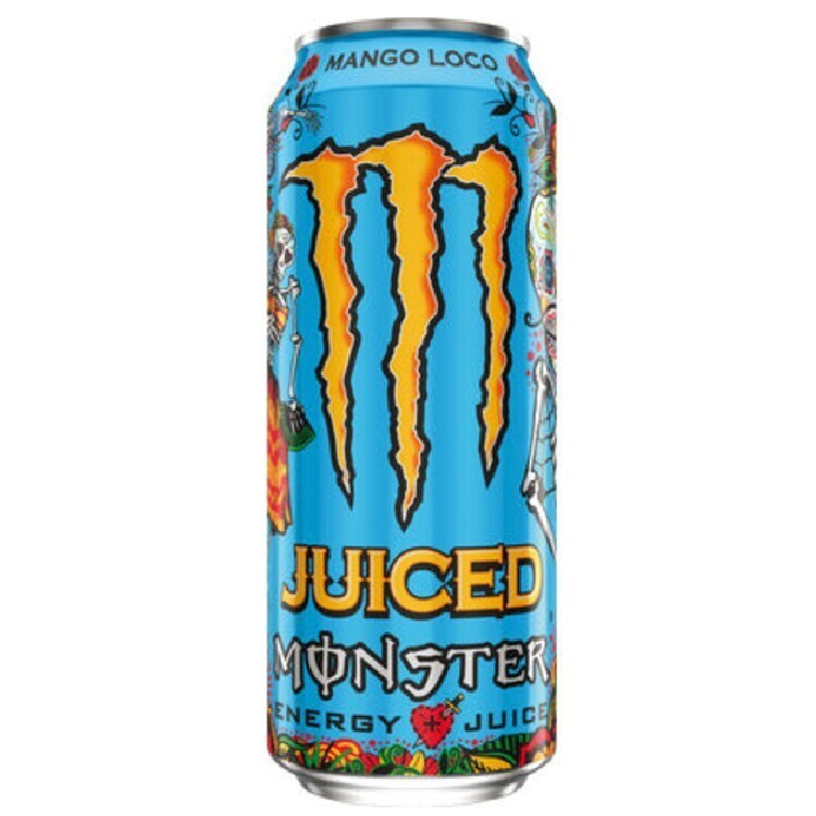 Palette Monster Energy Juiced Mango Loco 500ml Palette de canettes Monster Energy Jus de Mangue Loco 500 ml