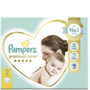 Couches Pampers Soins Premium Taille 2 pour bébé 4-8 kg
