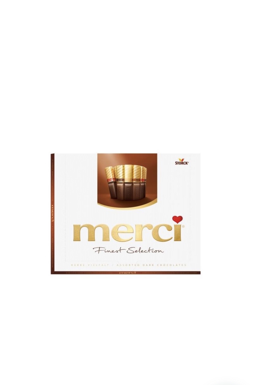merci Assortiment de Chocolats Noirs 250g Coffret Merci Chocolats Noirs 250g – assortiment élégant de chocolats